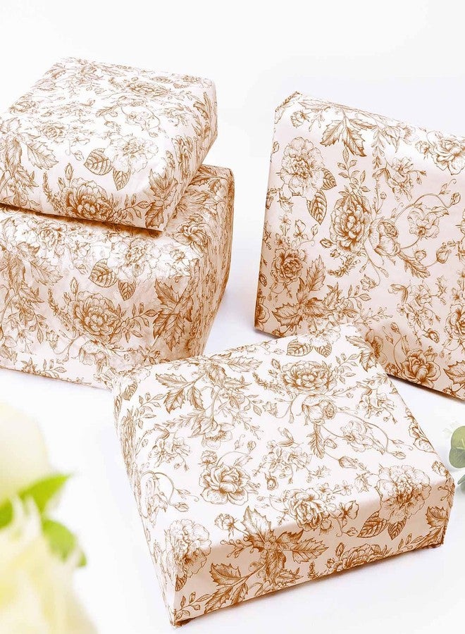 MUNILAIL 100 Sheets Brown Floral Tissue Paper 14 x 20 Inches Flower Tissue Paper for Gift Bags Vintage Floral Gift Paper Tissue for Birthday Gift Packing Crafts - Image 4